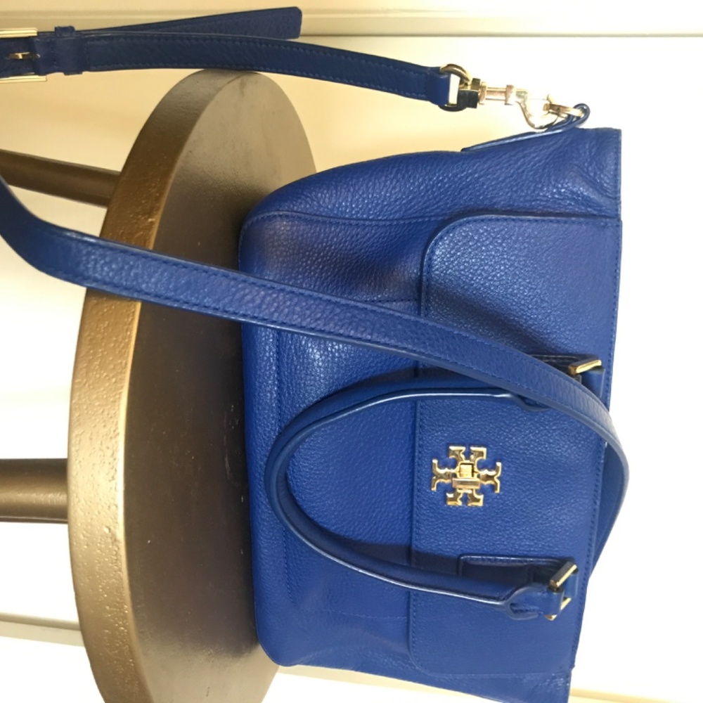 Tory Burch Blue Pebbled Leather Satchel - Picture 11 of 14
